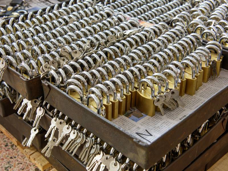 Iron padlock brass plated