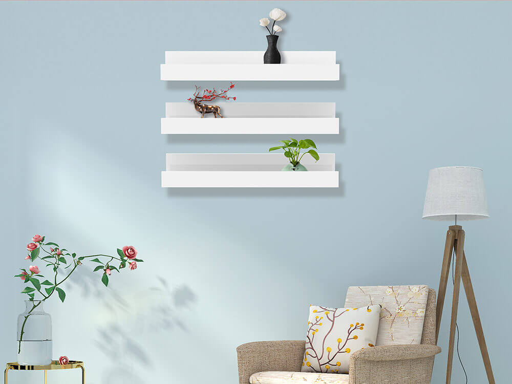 White floating shelves U shaped