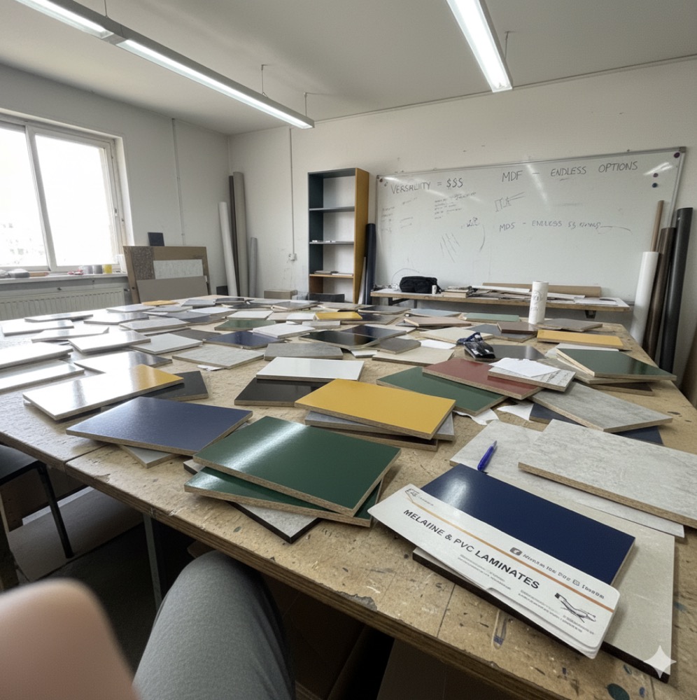 a variety of colorful mdf shelf samples